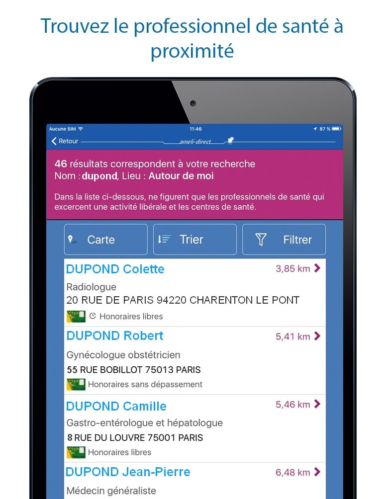 CNAMTS - Annuaire santé - Captures d-écran - recherche d-un PS